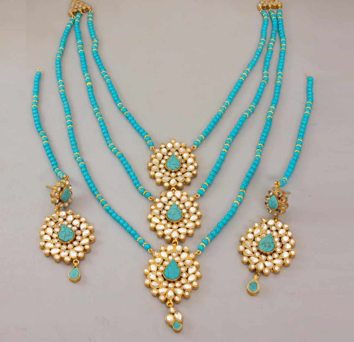 3 Layer Feroza Kundan Necklace
