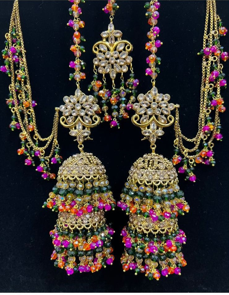 Double Step Jhumka With Teeka