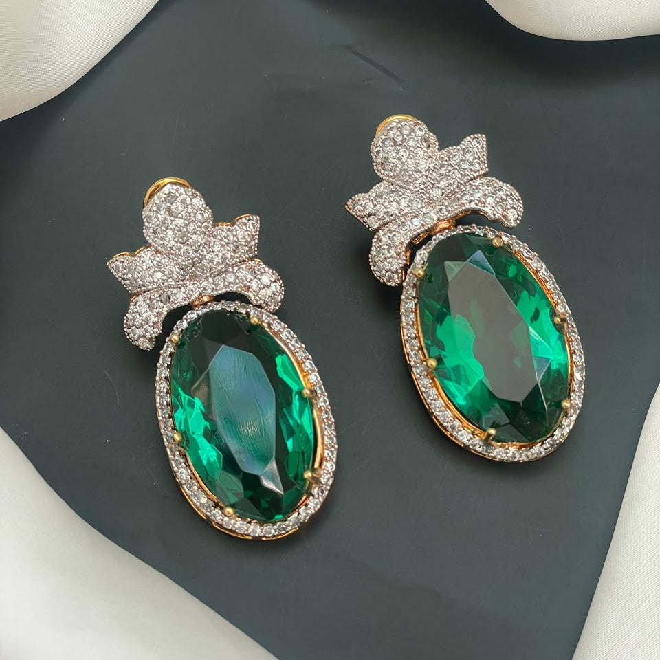 Big Stone Zircon Earrings