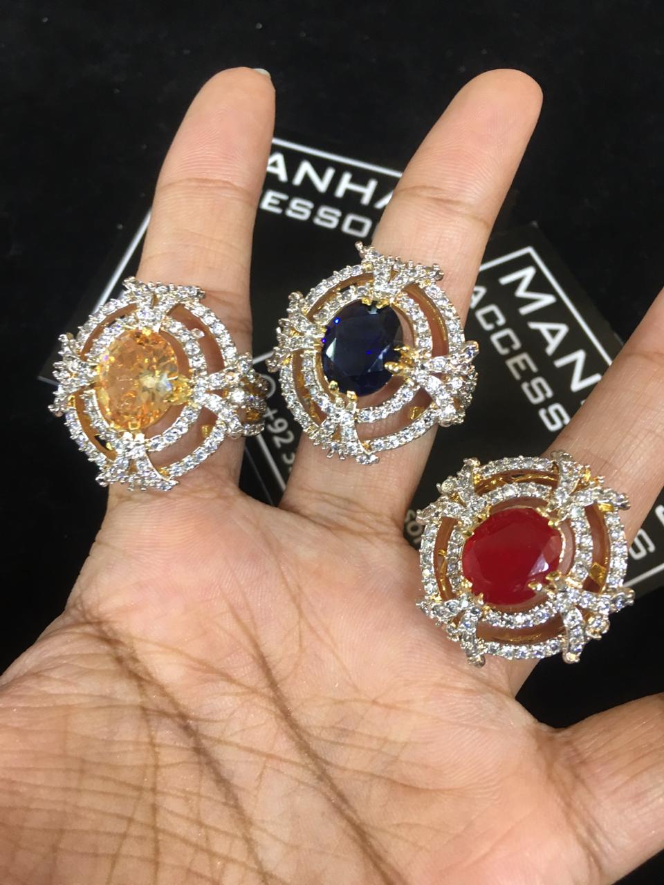 Blue Gold Plated Zircon Stone Rings