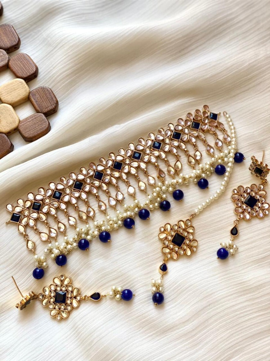 Blue Pakistani Kundan Jewellery Online