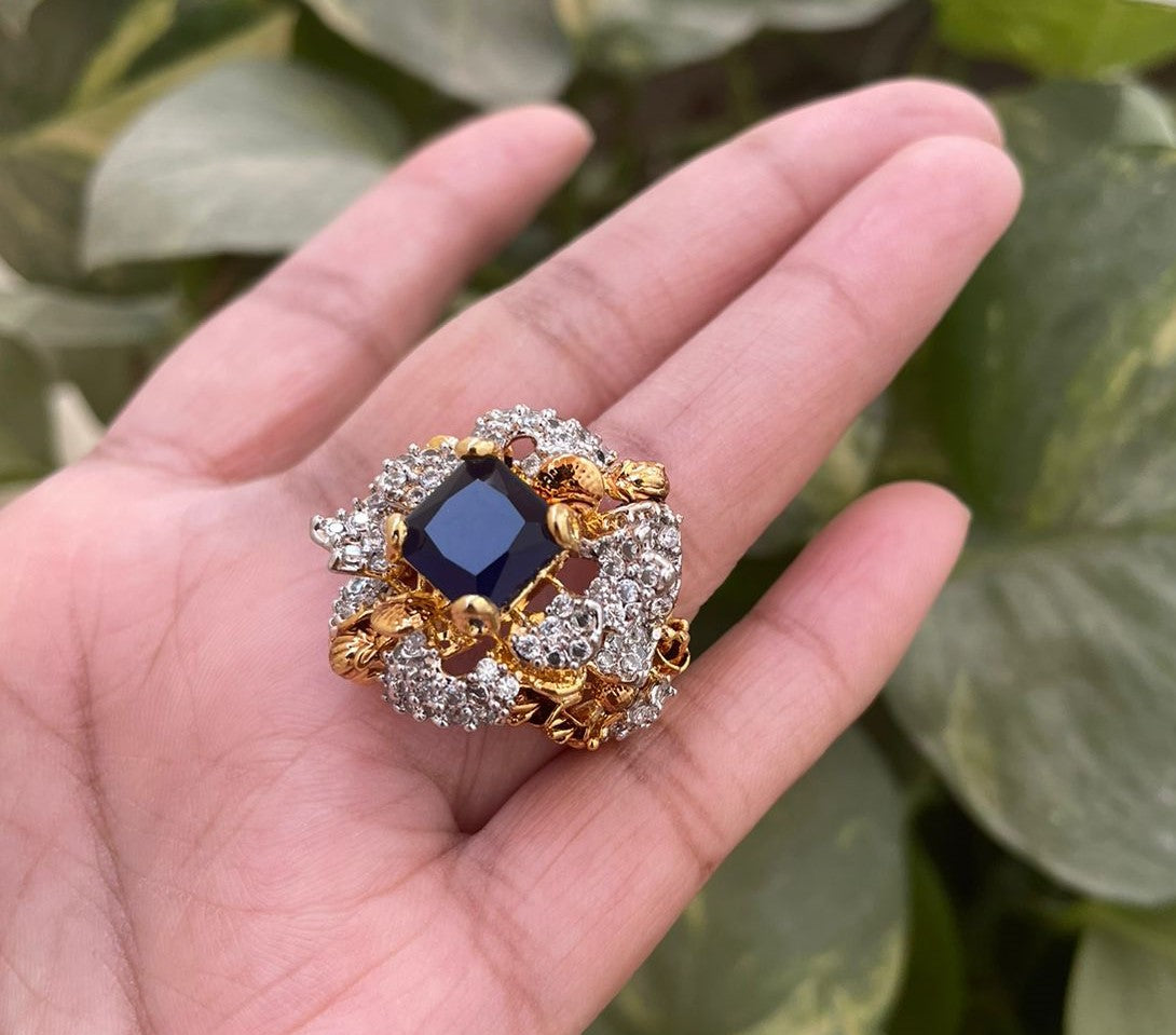 Blue Zircon Stone Ring Design