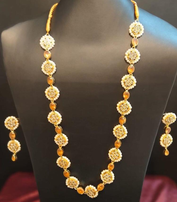 CHAMPAGNE Long Kundan Mala Set Online Shopping