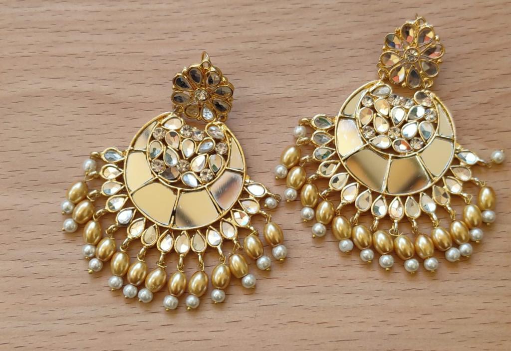Champagne Kundan Style Earrings