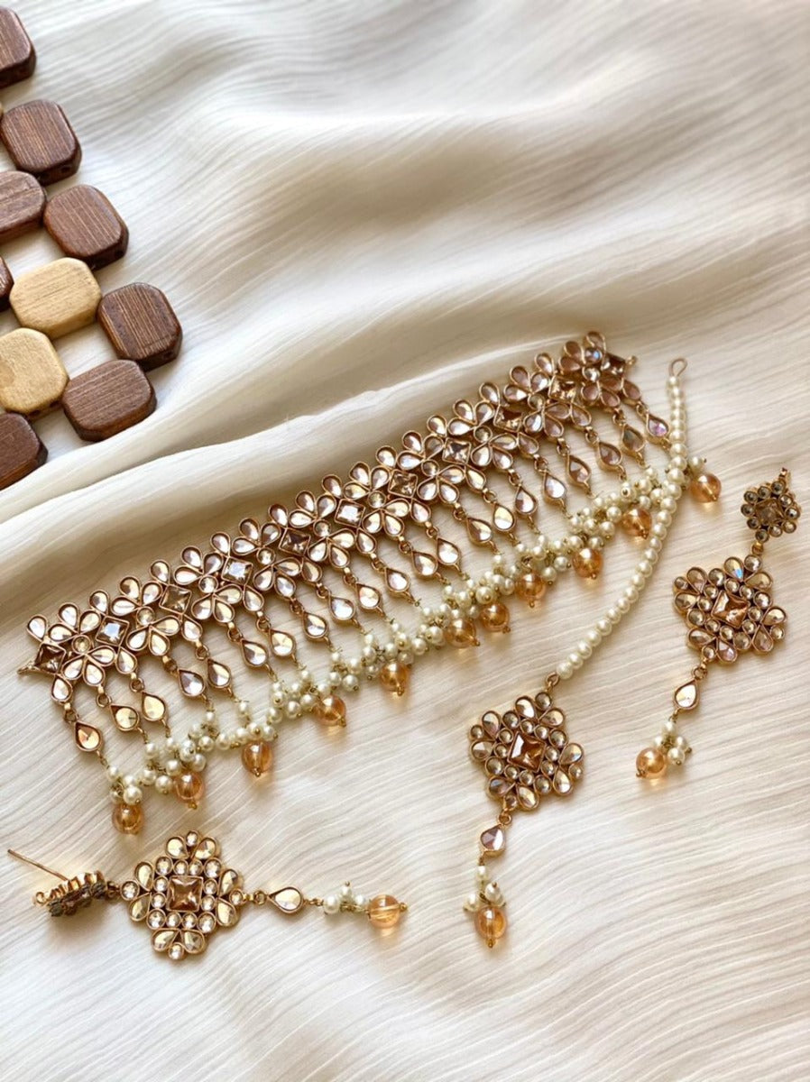 Champagne Pakistani Kundan Jewellery Online