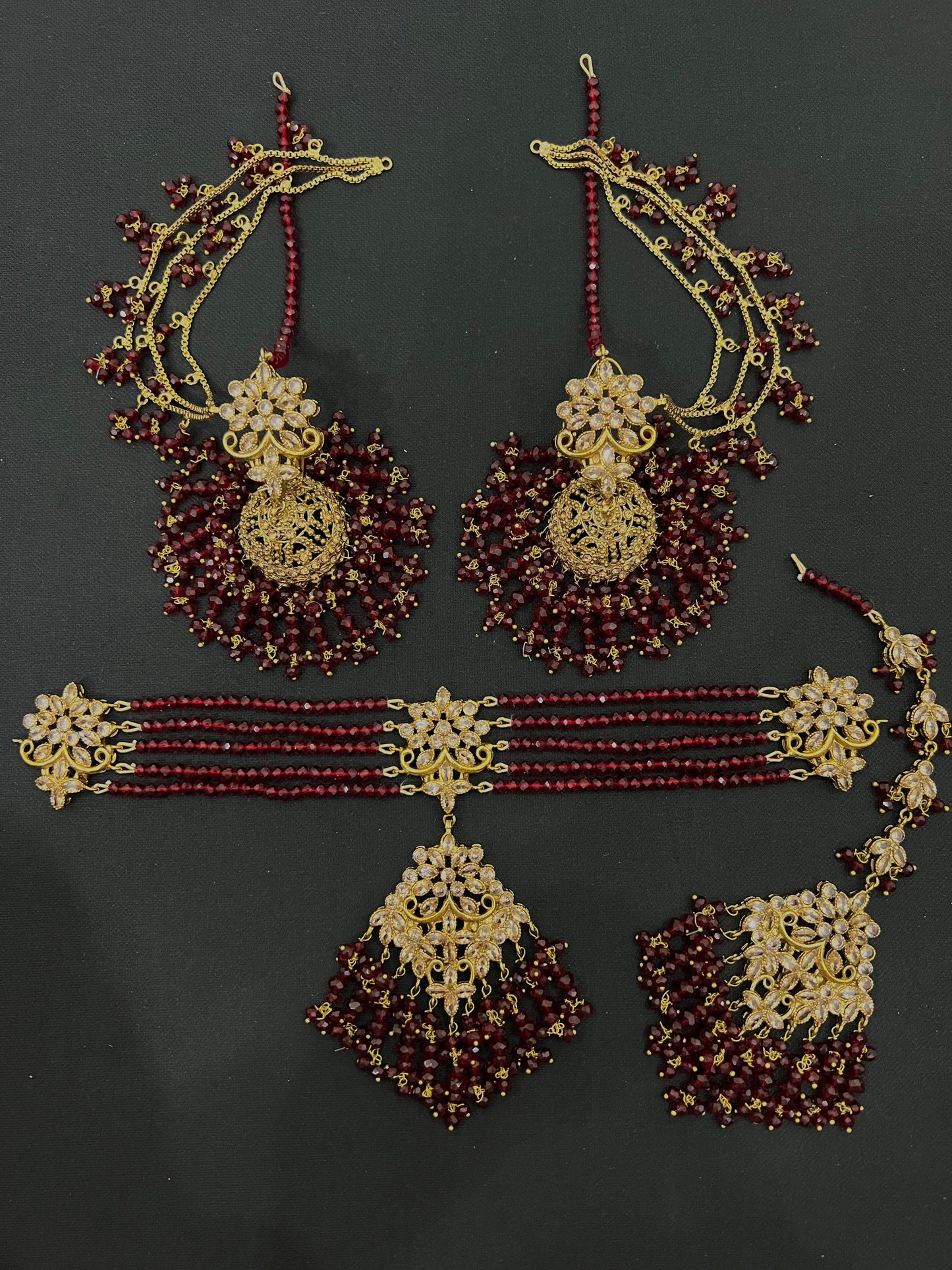 Dark Maroon Artificial Necklace Design for Girl