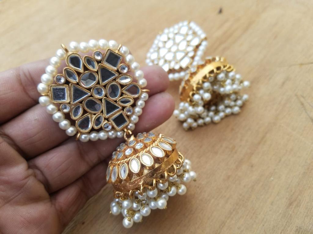 Elegant Kundan Jhumki Earrings for Weddings, Mehndi & Barat