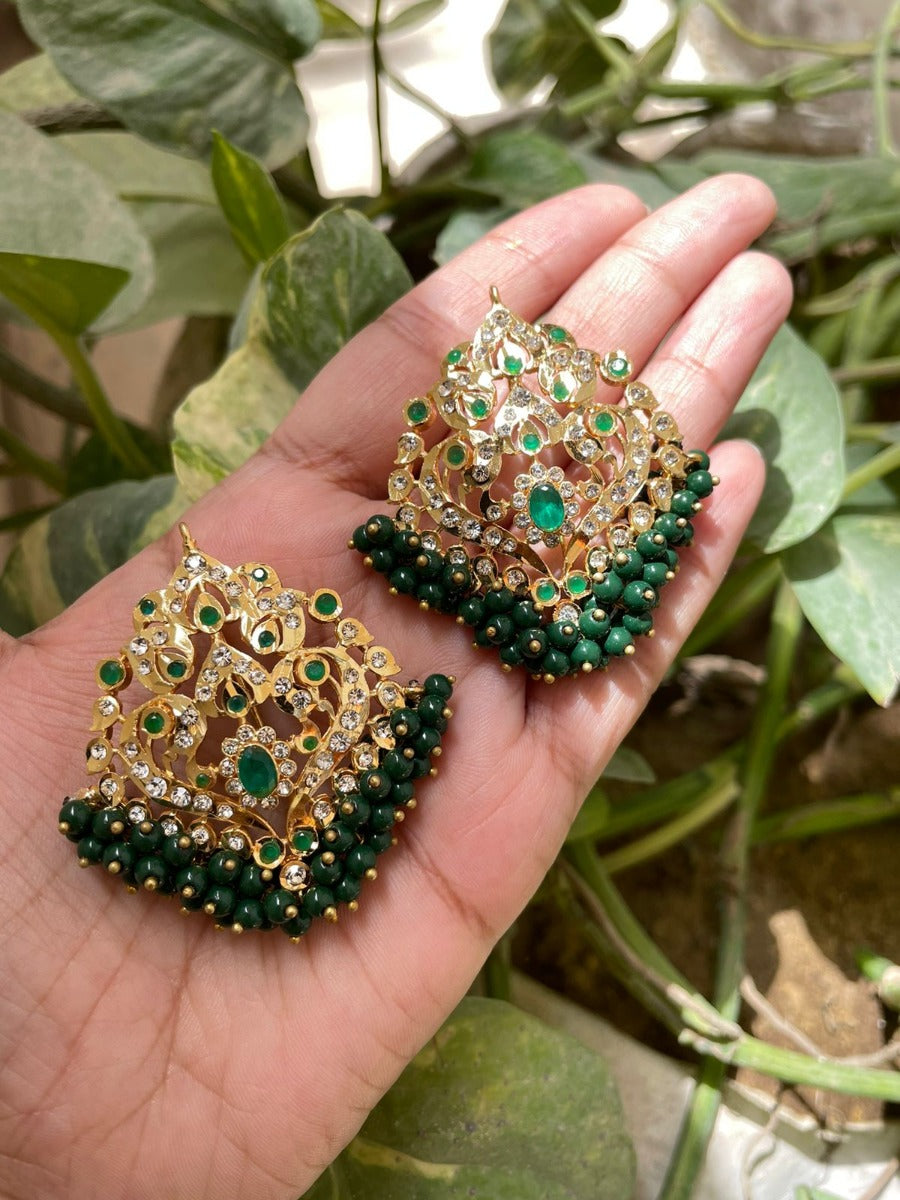Emerald Hyderabadi Earrings Online