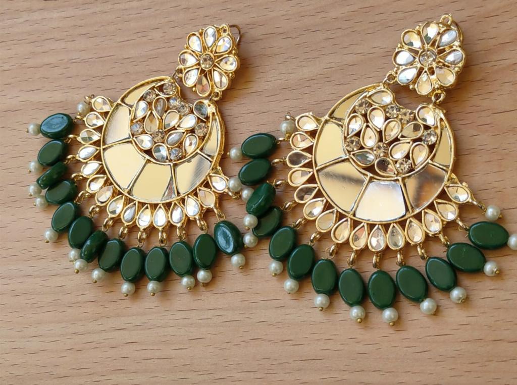 Emerald Kundan Style Earrings