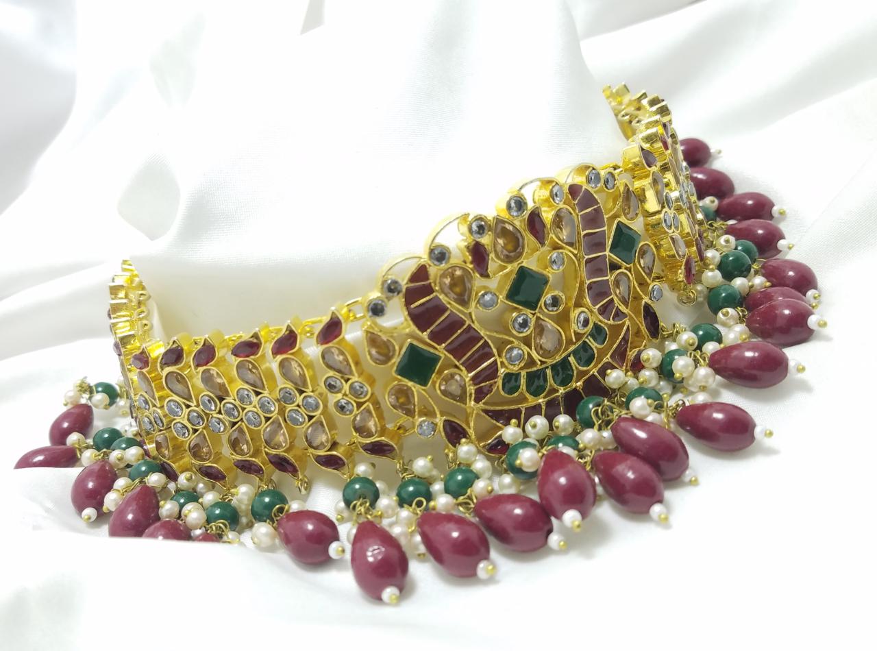 Full Bridal Kundan Set with Tikka and Jhoomer Online
