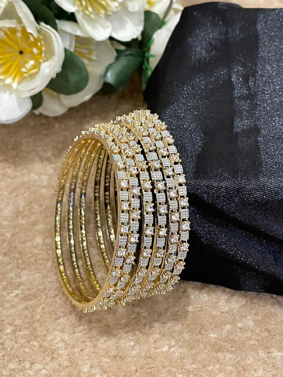 Gold Plated Indian Zircon Bangles