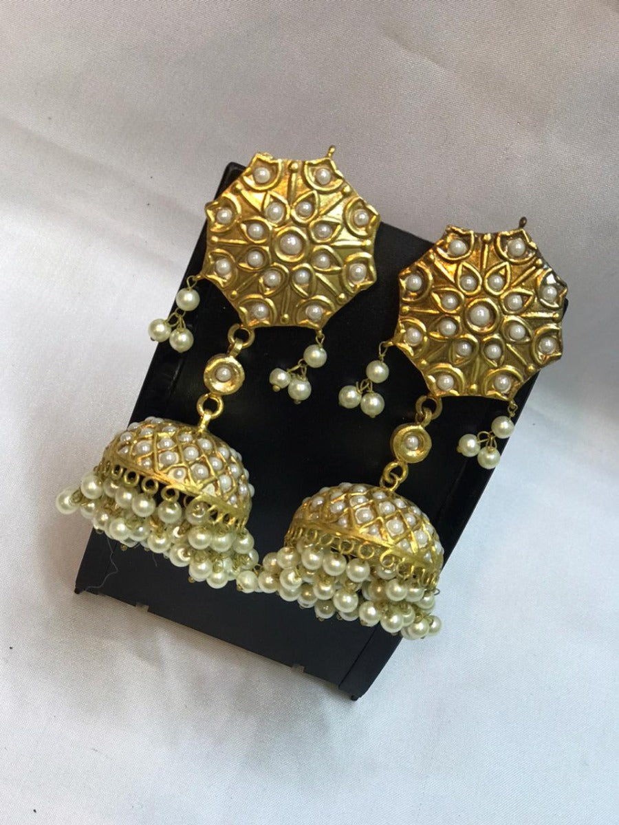 Gold Plated Thappa Kundan Jhumka