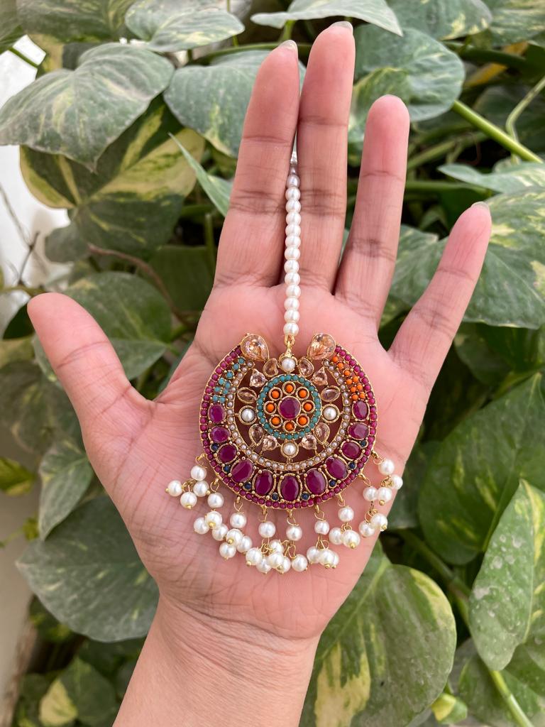 Gold Plated Tikka Jewellery with Stones
