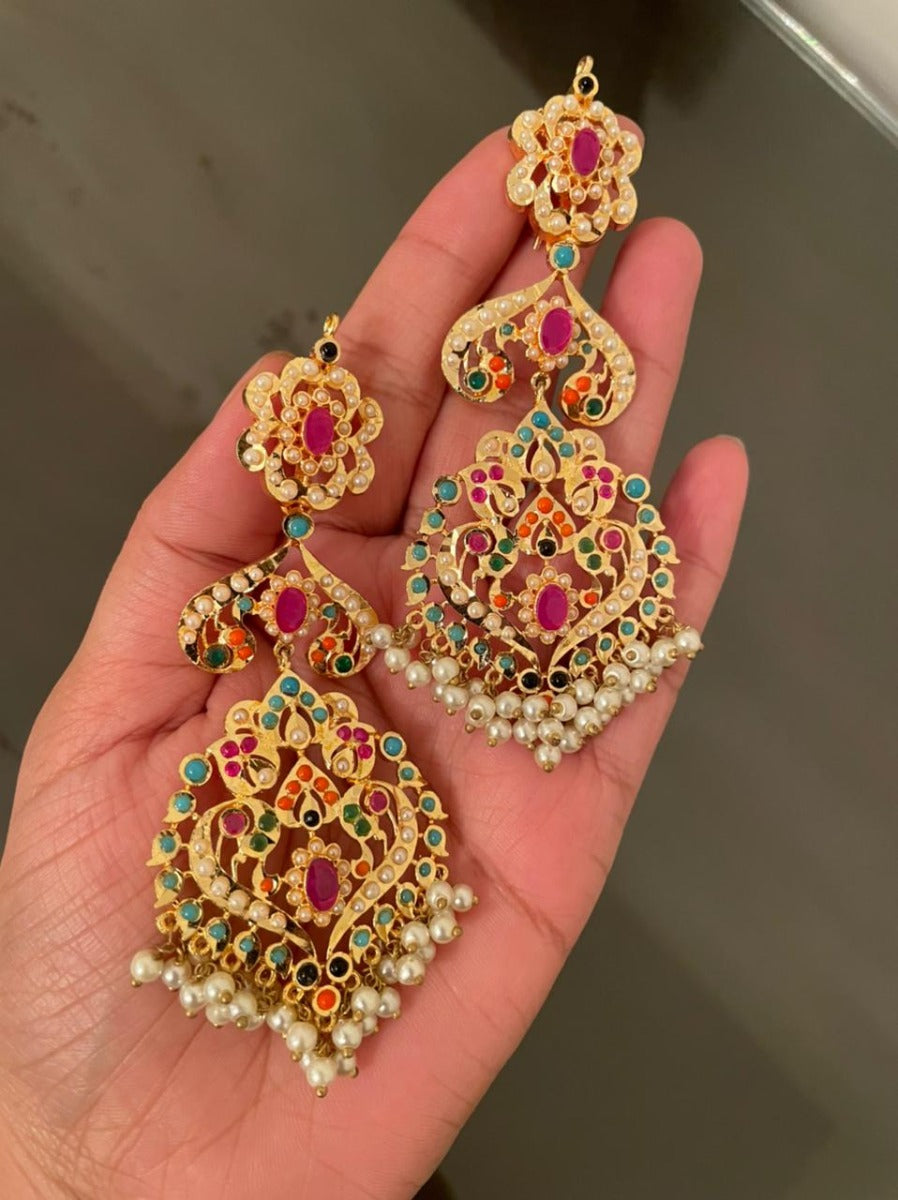 Gold Traditional Hyderabadi Earrings Pakistan