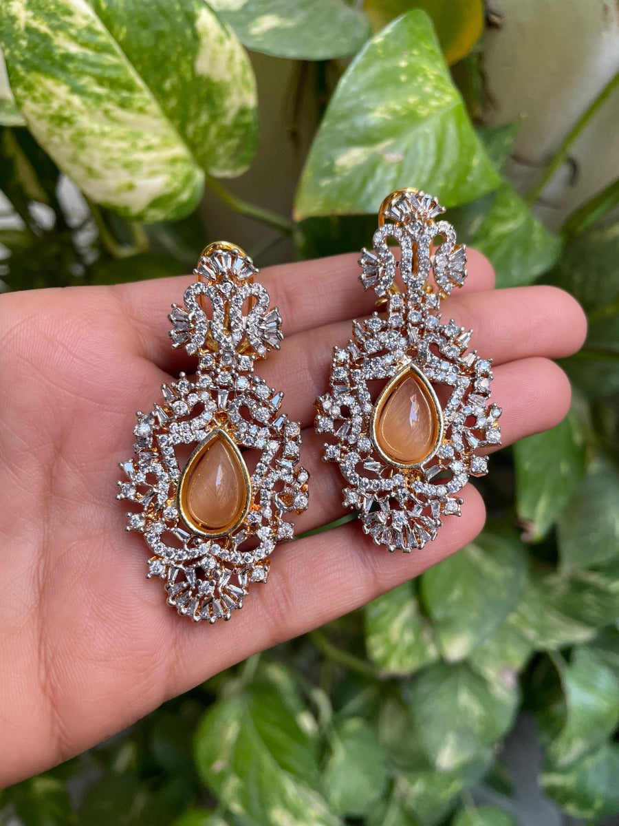 Golden Zirconia Earrings Wholesale