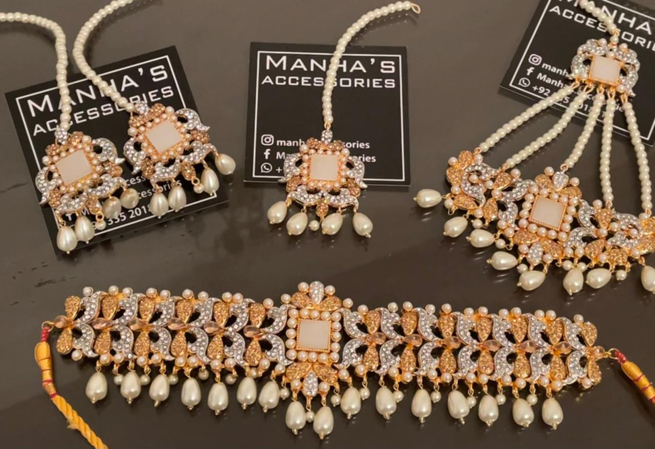 Gold and Silver Polish Wedding Jewellery Set
