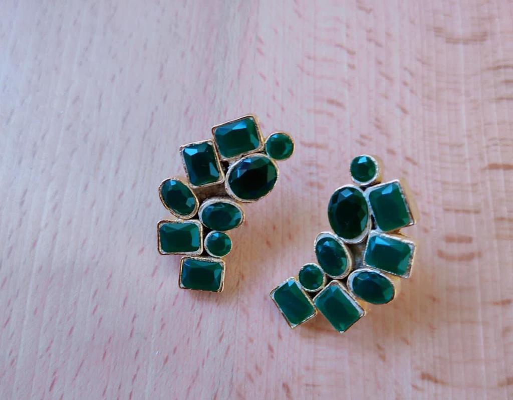 Green Artificial Kundan Earrings Online