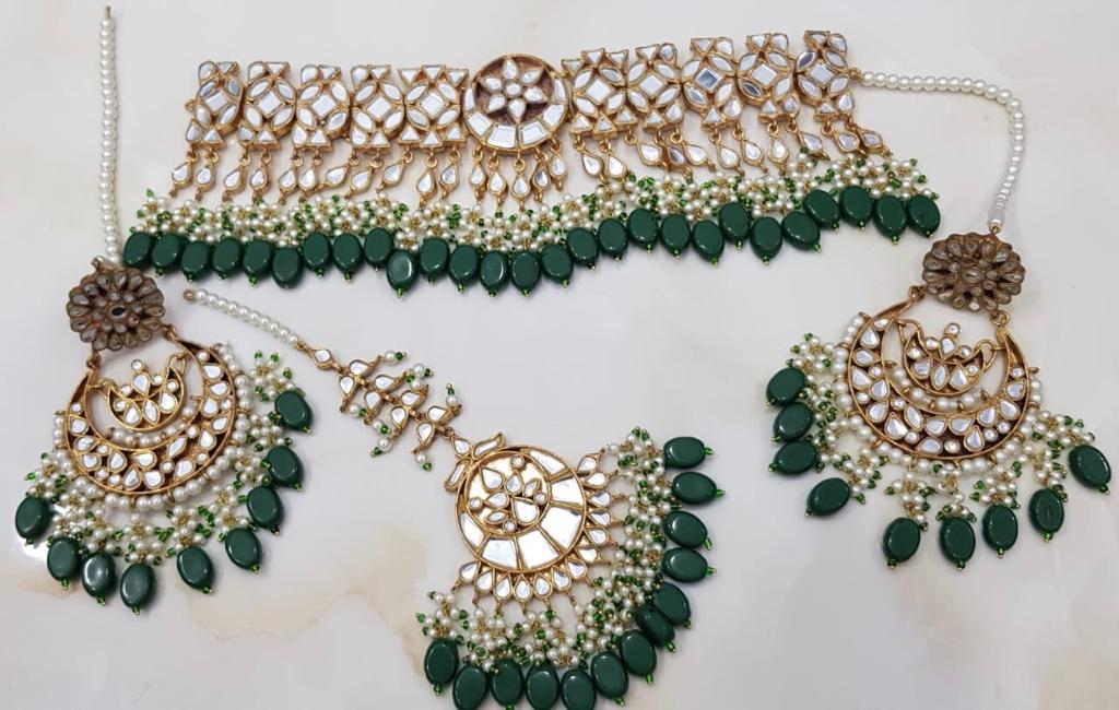 Green Kundan Bridal Choker Set Online