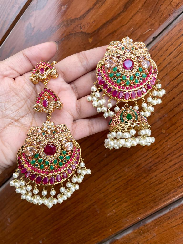 Jhumka Earrings with Teeka Online
