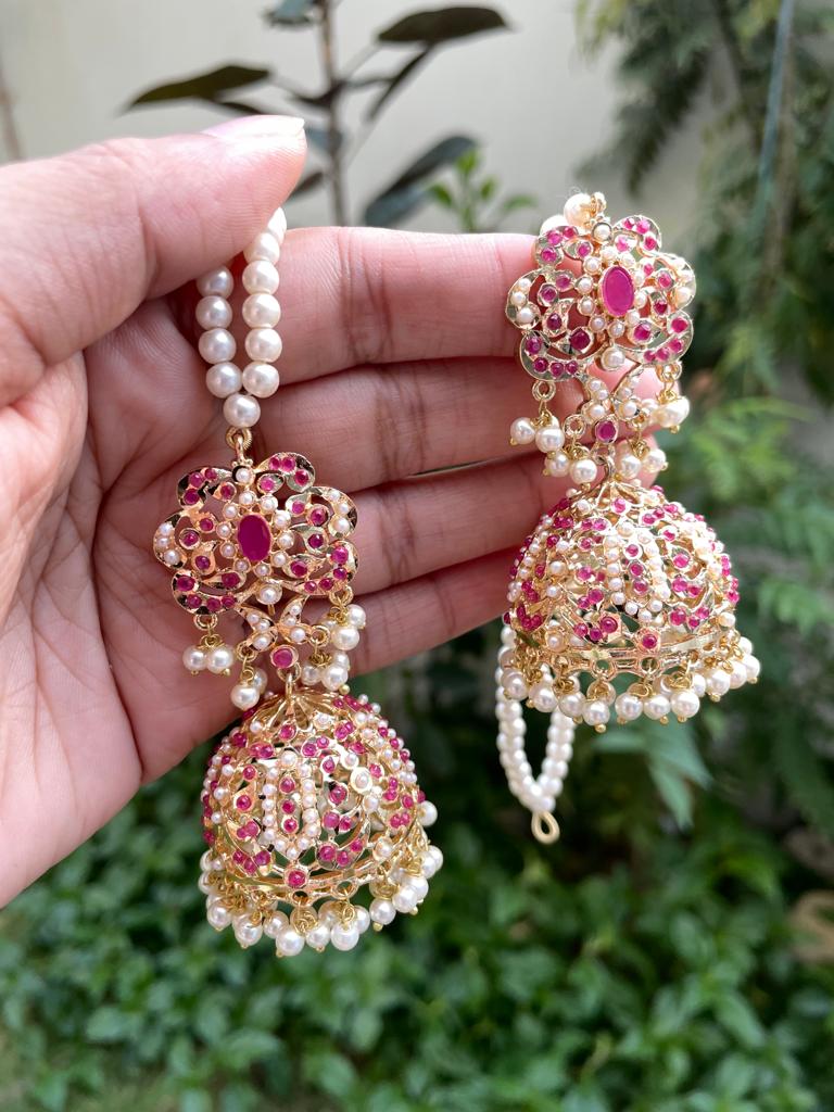 Jhumka With Sahara -Ruby Stones
