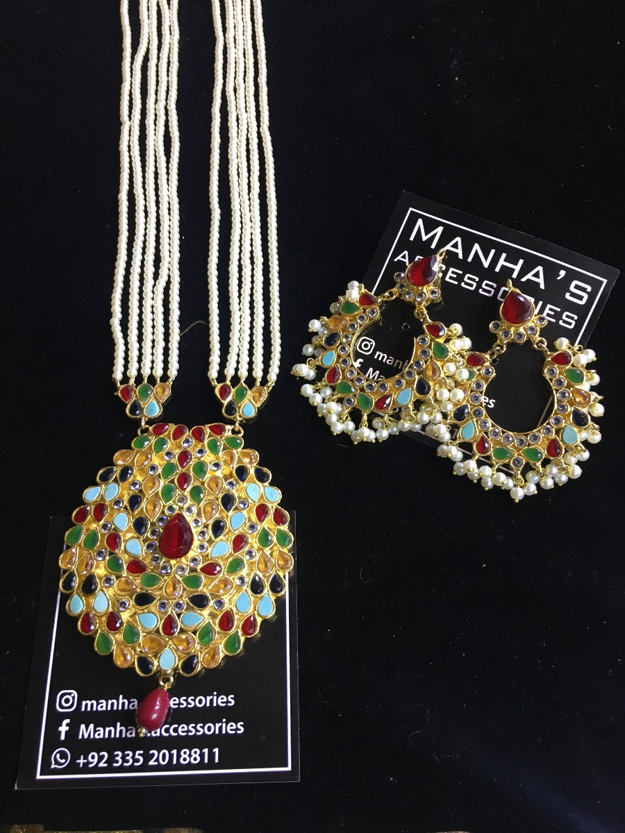 Kundan Long Necklace Set
