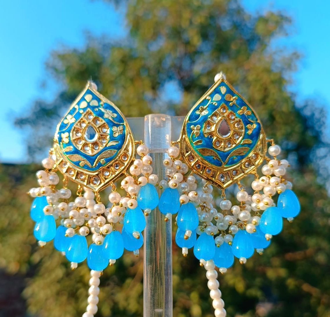 Light Blue Thappa Kundan Jewellery in Pakistan