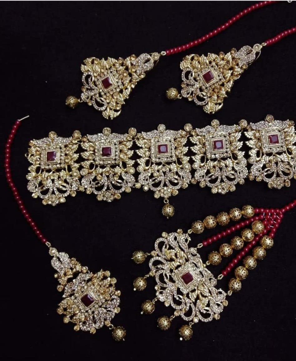 Maroon Complete Bridal Accessories Jewellery