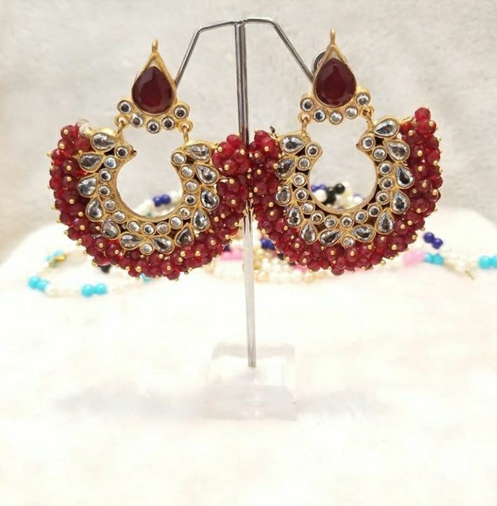 Maroon Earrings Design Gold in Pakistan