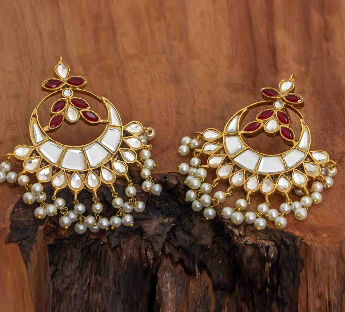 Maroon Heavy Kundan Earrings Online