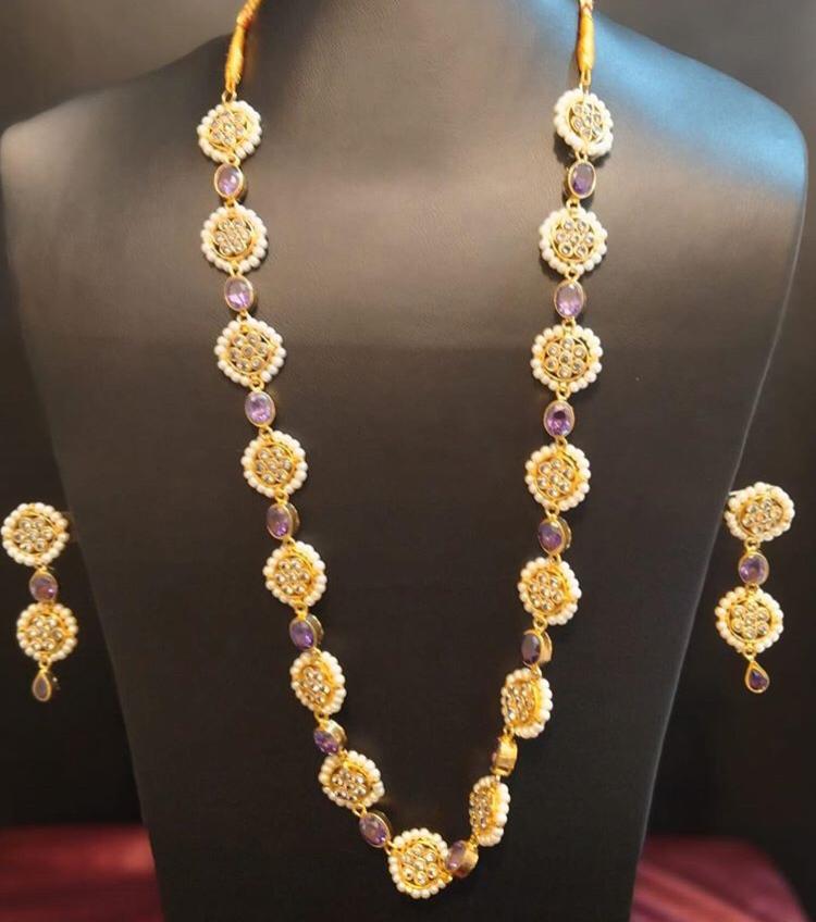 PURPLE Long Kundan Mala Set Online Shopping