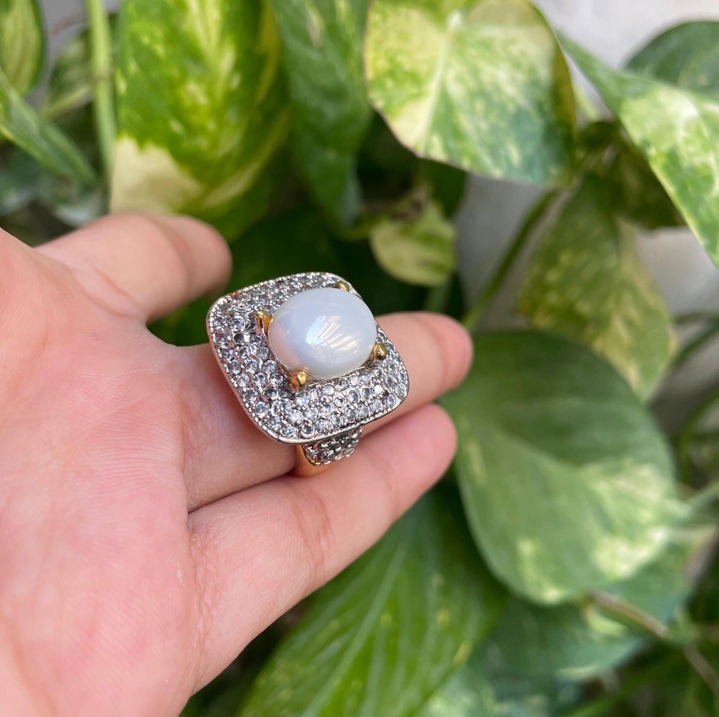 Pearl Zircon Stone Ring Design for Girl