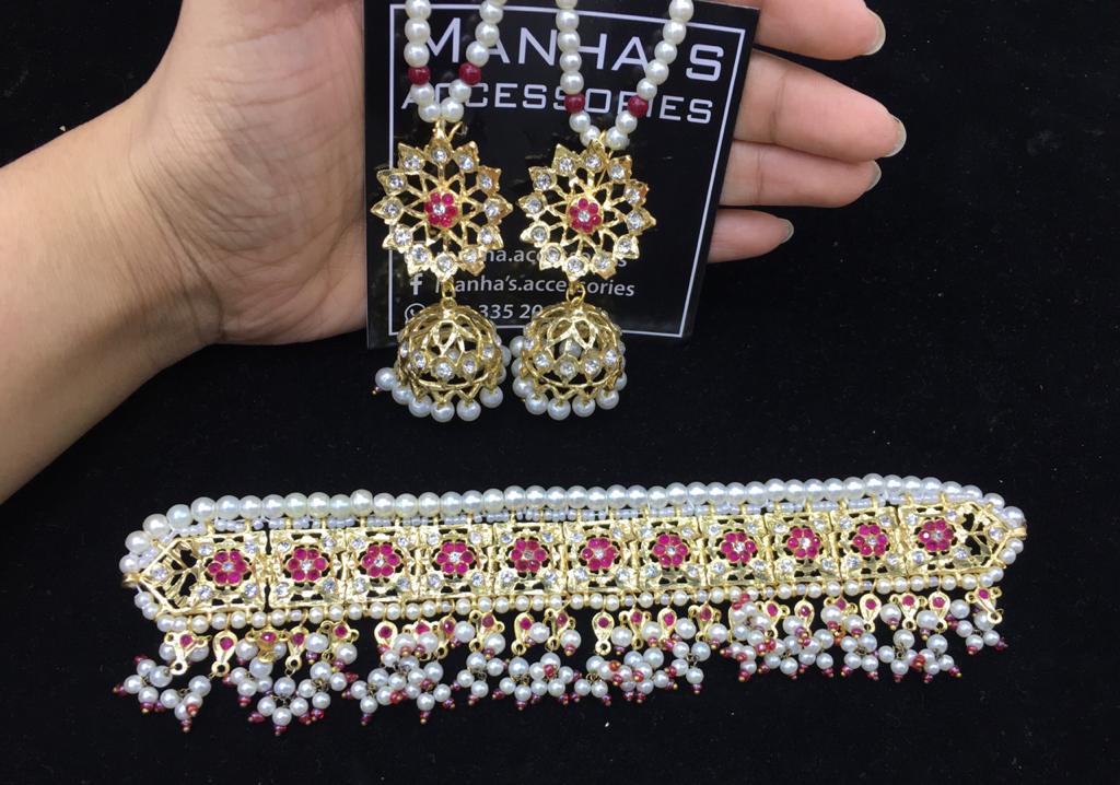 Pink Hyderabadi Jewellery Design