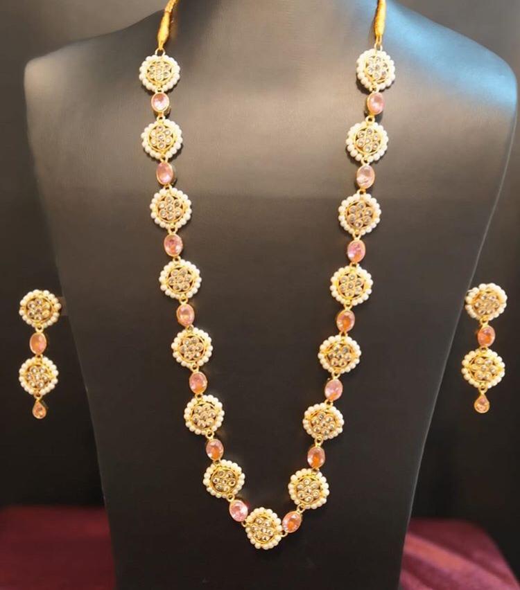 Pink Long Kundan Mala Set Online Shopping