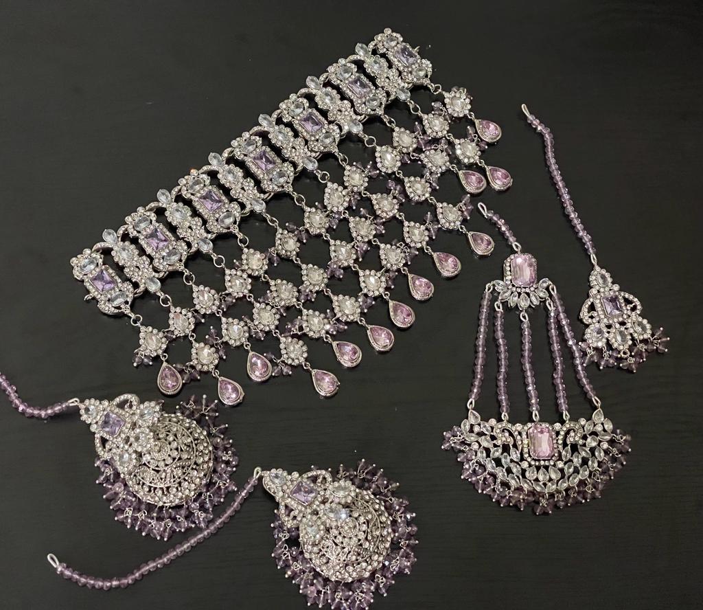 Pink Silver Bridal Necklace for Women