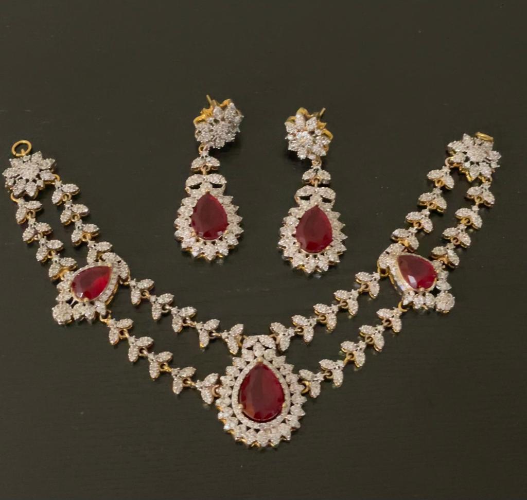 Red Ad Stone Bridal Jewellery Set