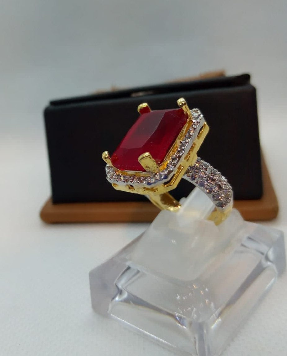 Red Gold Plated Ring With Stone