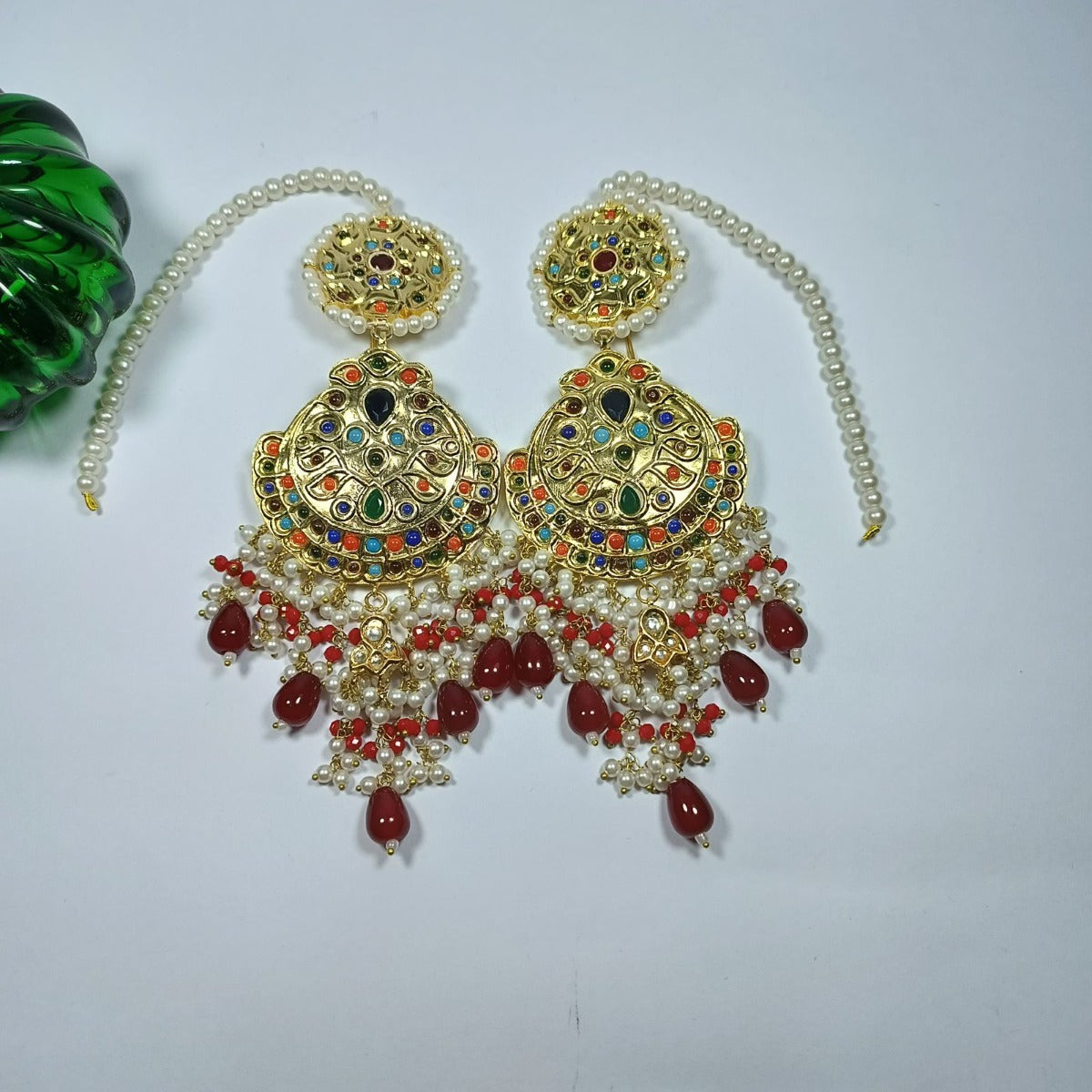 Red Kundan Earrings for Women