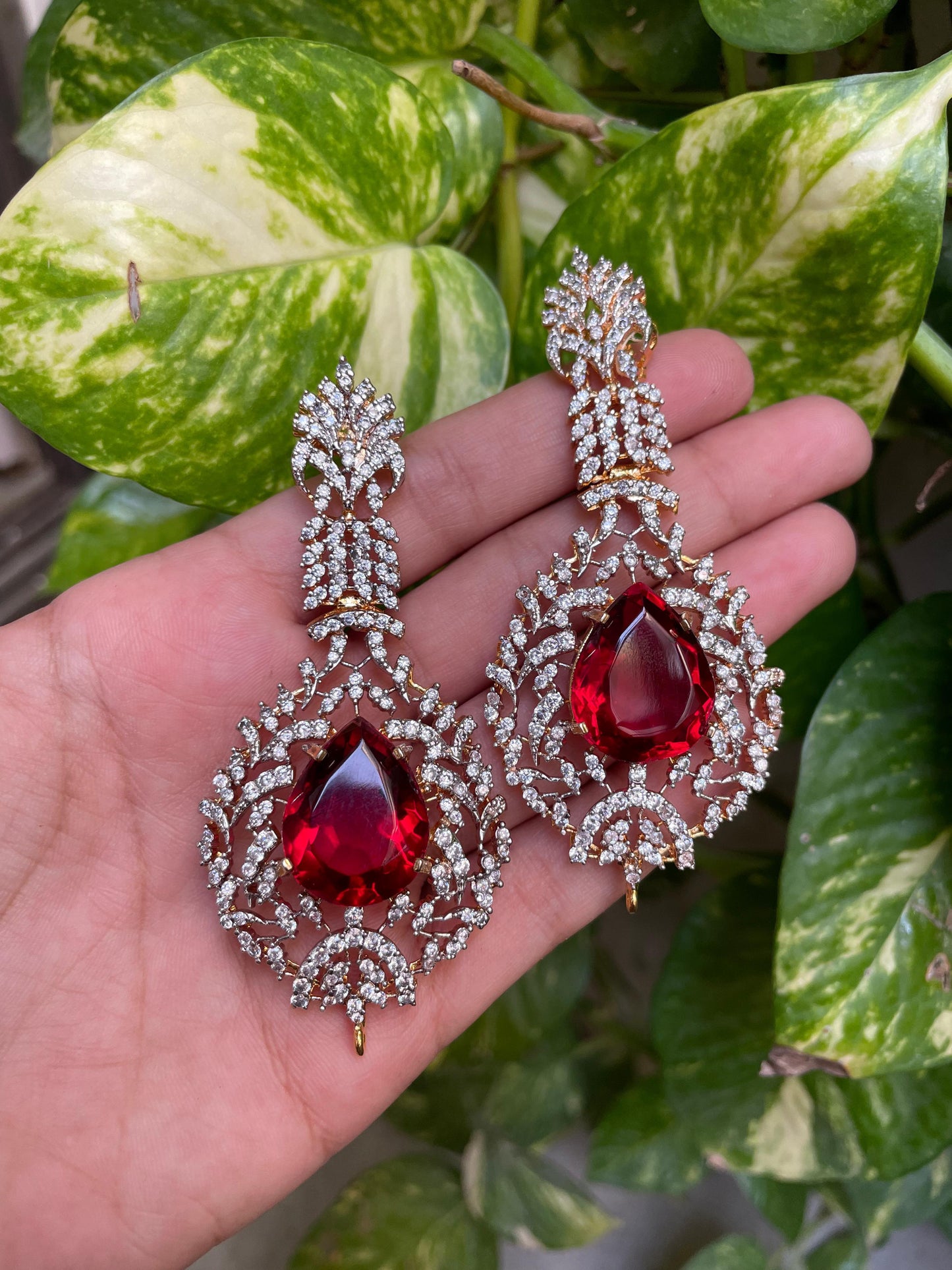 Red Trendy Zircon Earrings for Special Occasions