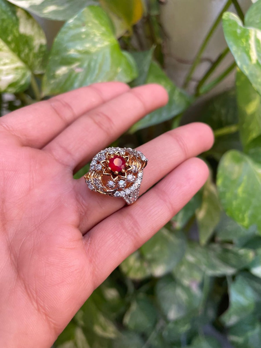 Red Zircon Gemstone Ring