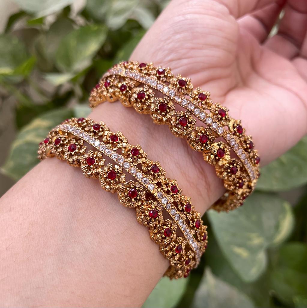 Ruby Bangles Set for Bride