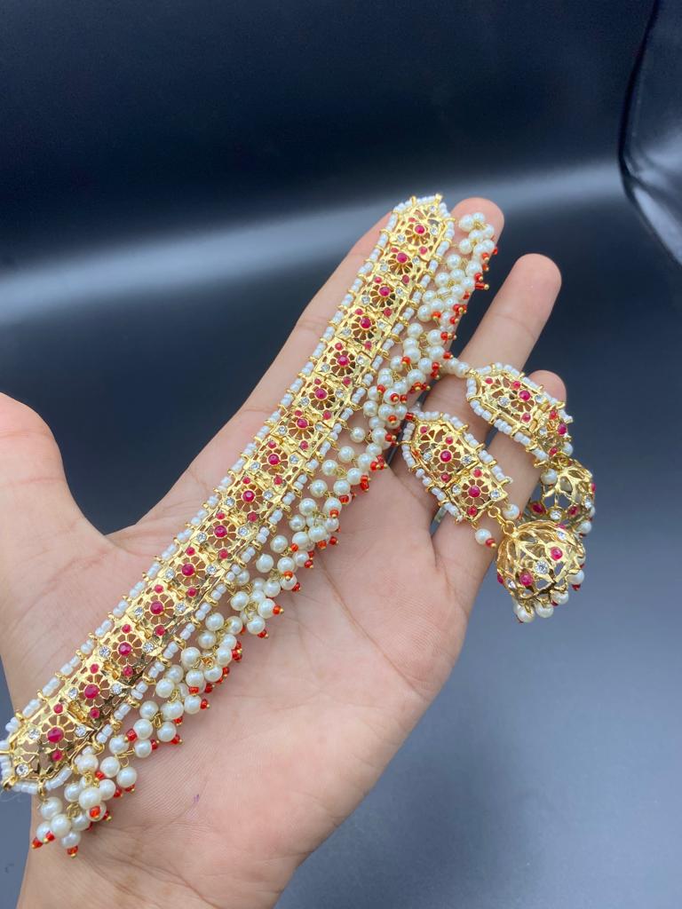 Ruby Color Simple Necklace for Wedding