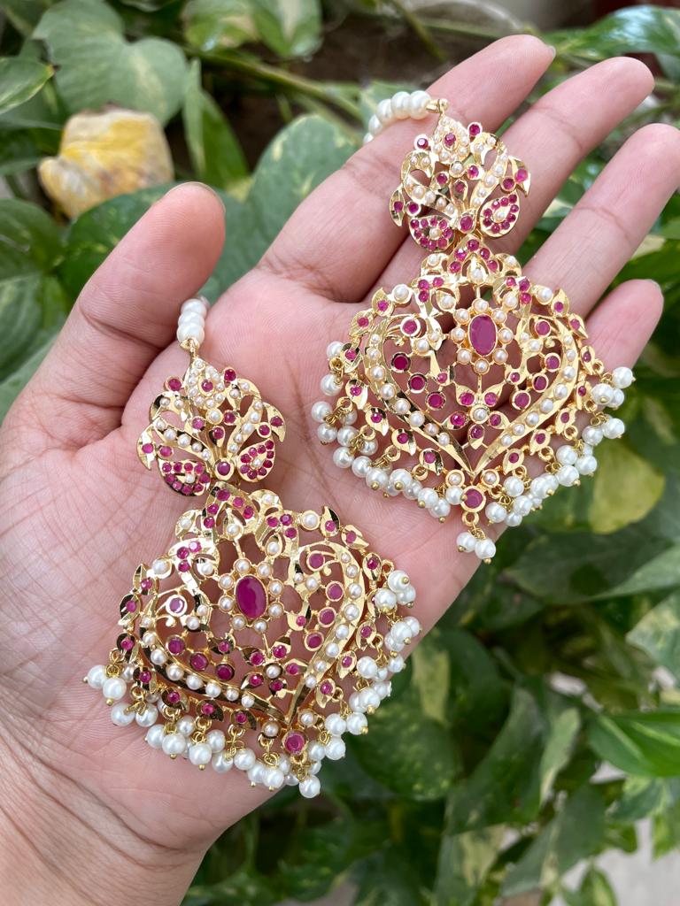 Ruby Unique Wedding Earrings Pakistan with Price