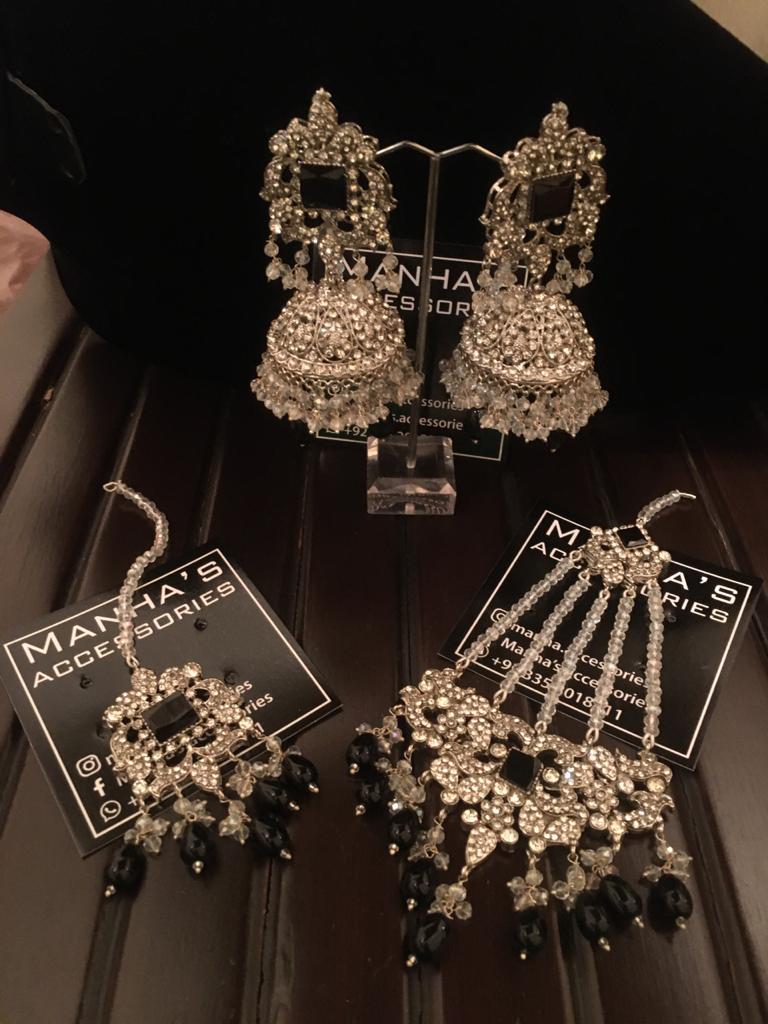 Silver Jhumka Earrings with Jhoomar Online