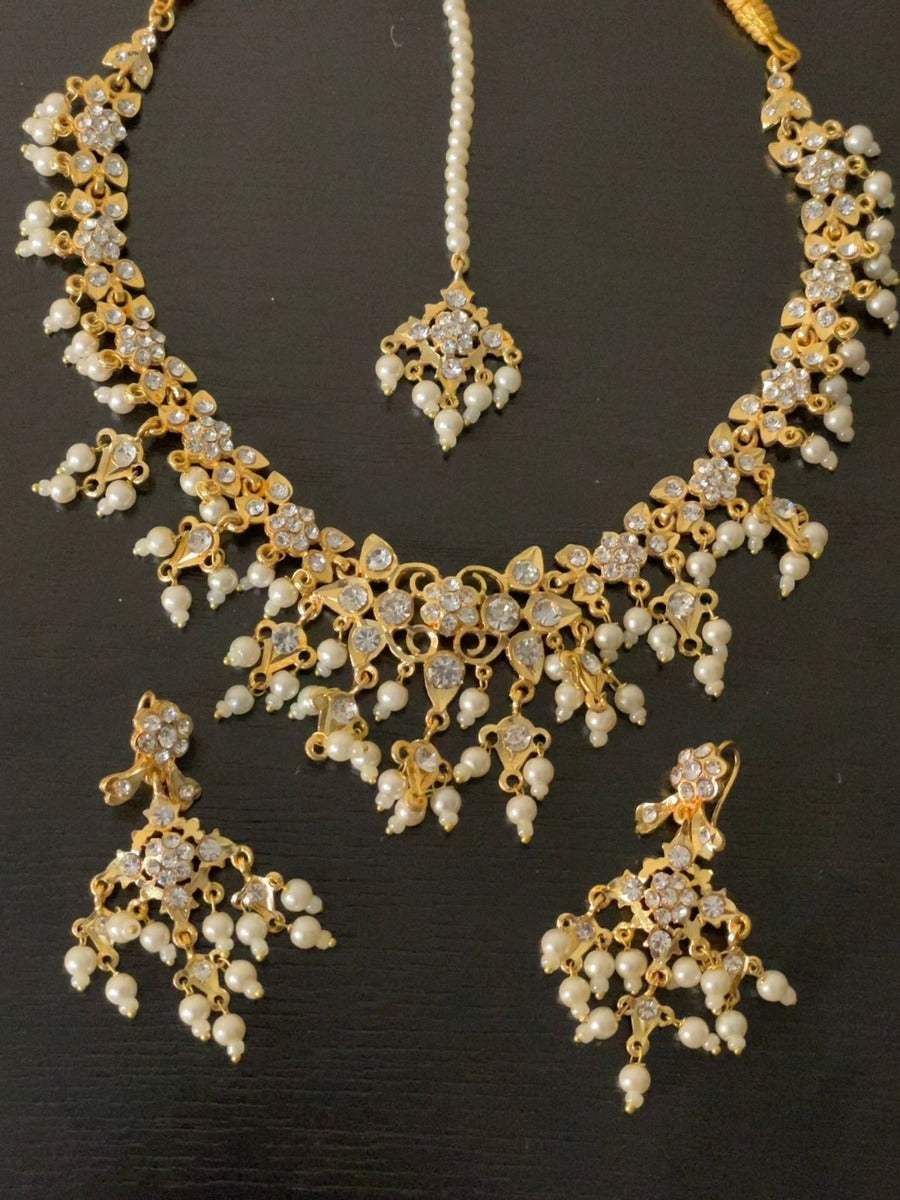White Gold Style Necklace Set Pakistan Online Shopping