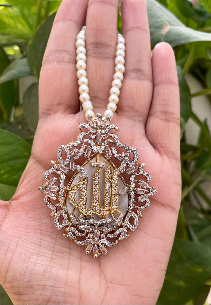 White Stone Allah Necklace Pakistan