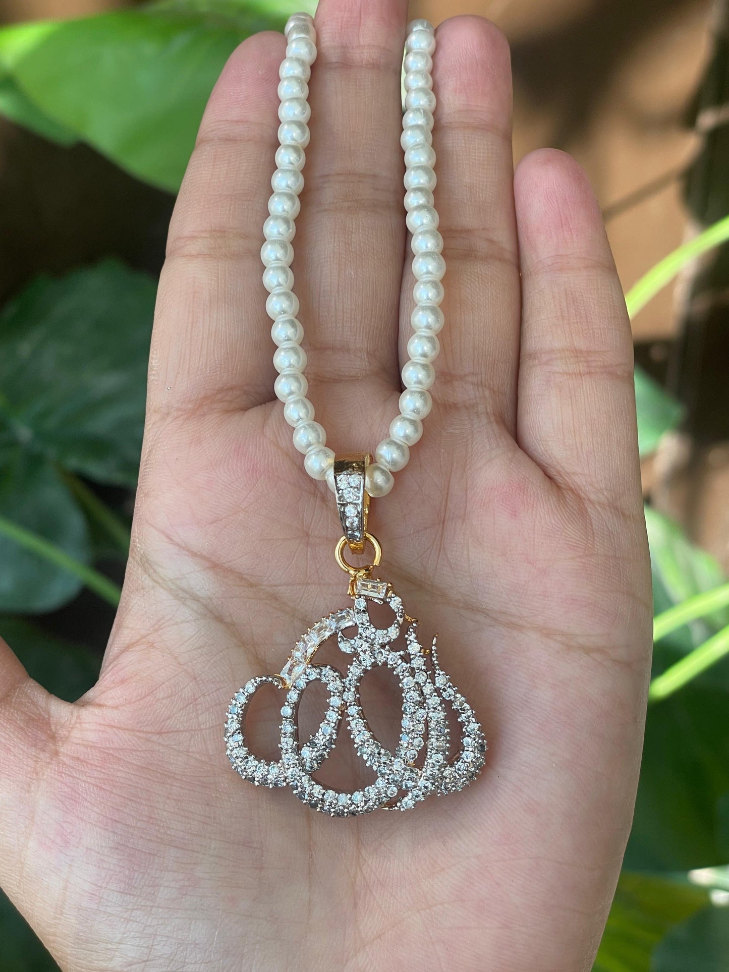 Zircon Allah Pearl Necklace