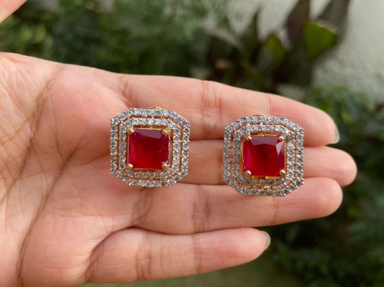 Zircon Ruby Stone Earrings Online Pakistan