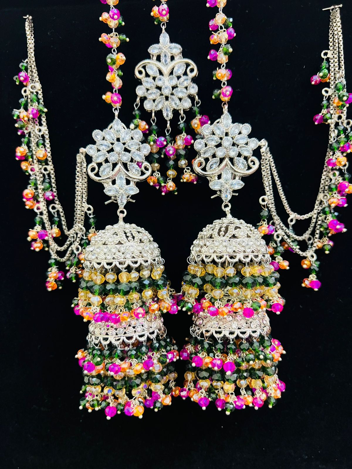 Double Step Jhumka With Teeka
