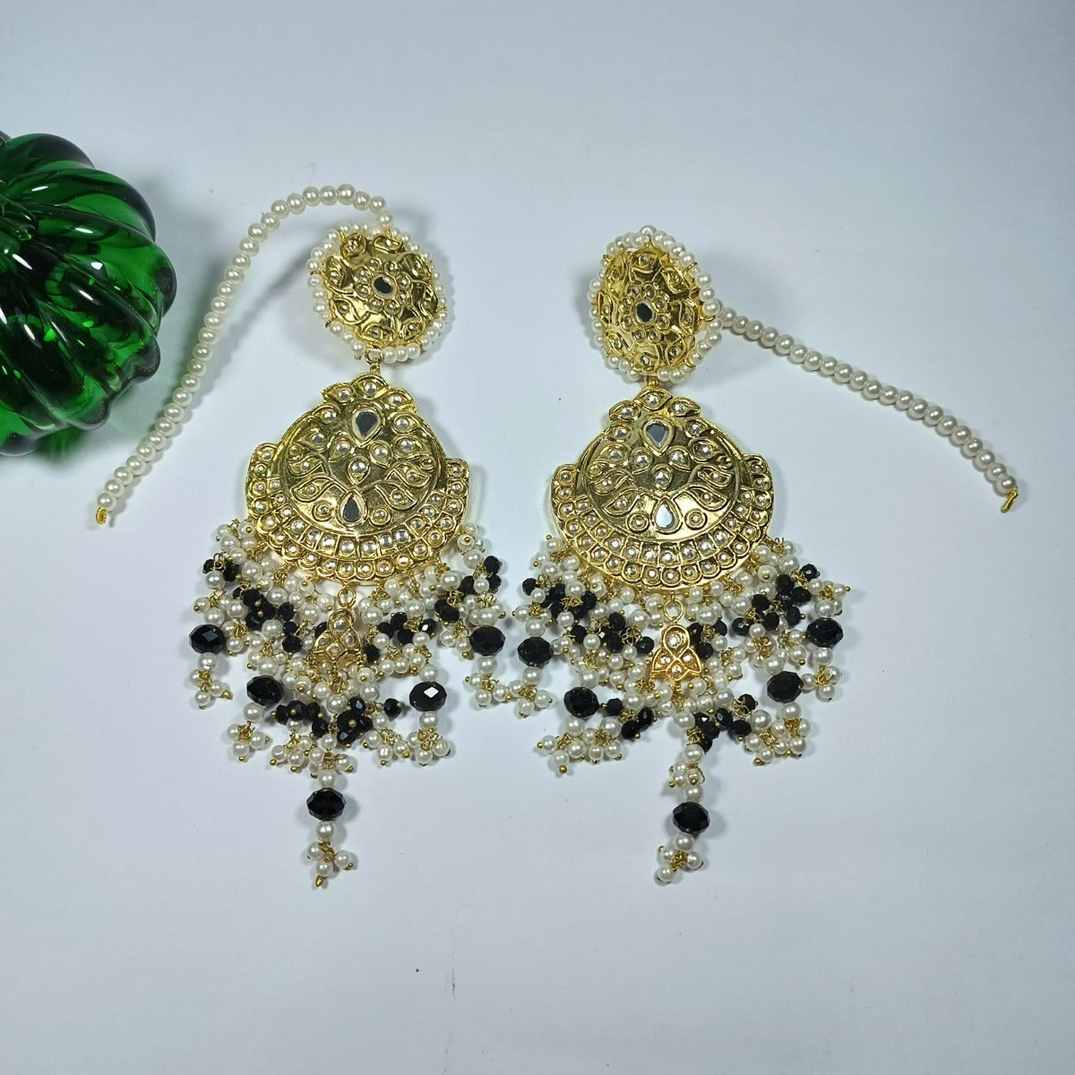 Black Kundan Earrings for Women