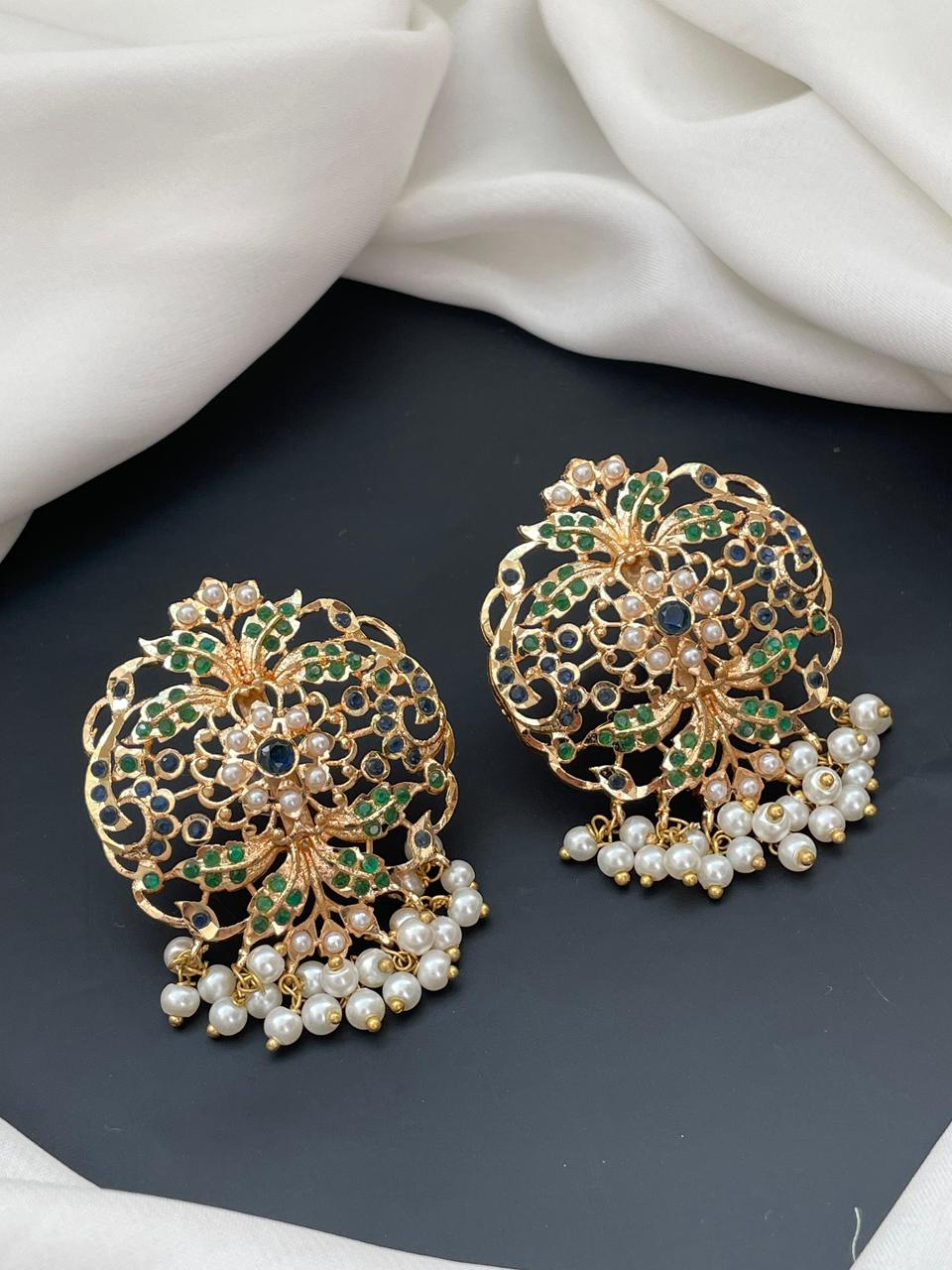 Blue Gold Plated Stud Earrings for Women